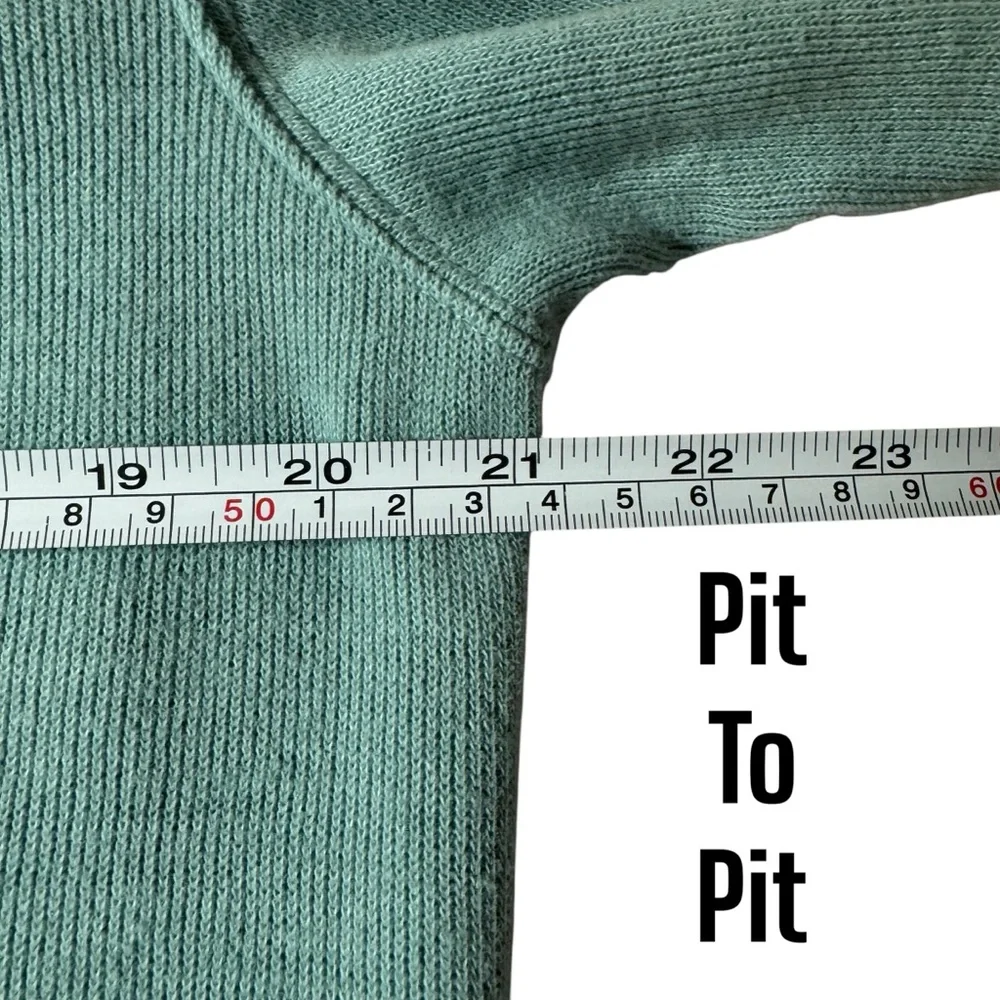 Lands' End Bedford Rib Quarter Zip Pullover Sweater Blue Green Mens Medium - Picture 7 of 8